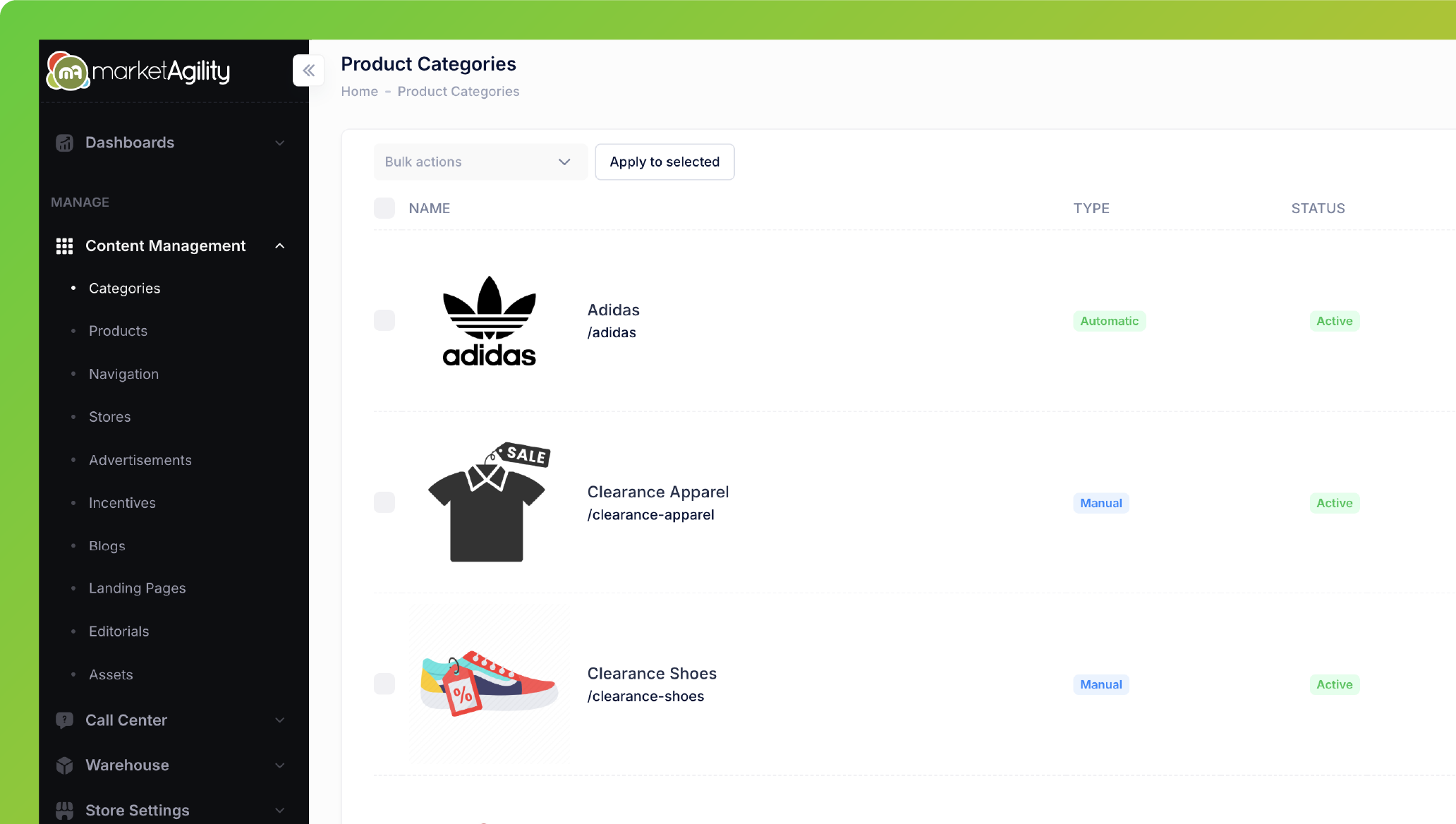 screenshot of marketAgility dashboard