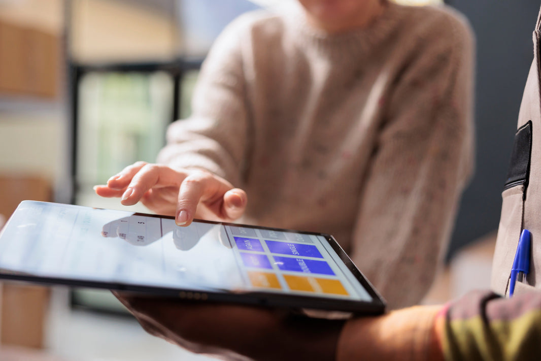 team working on tablet