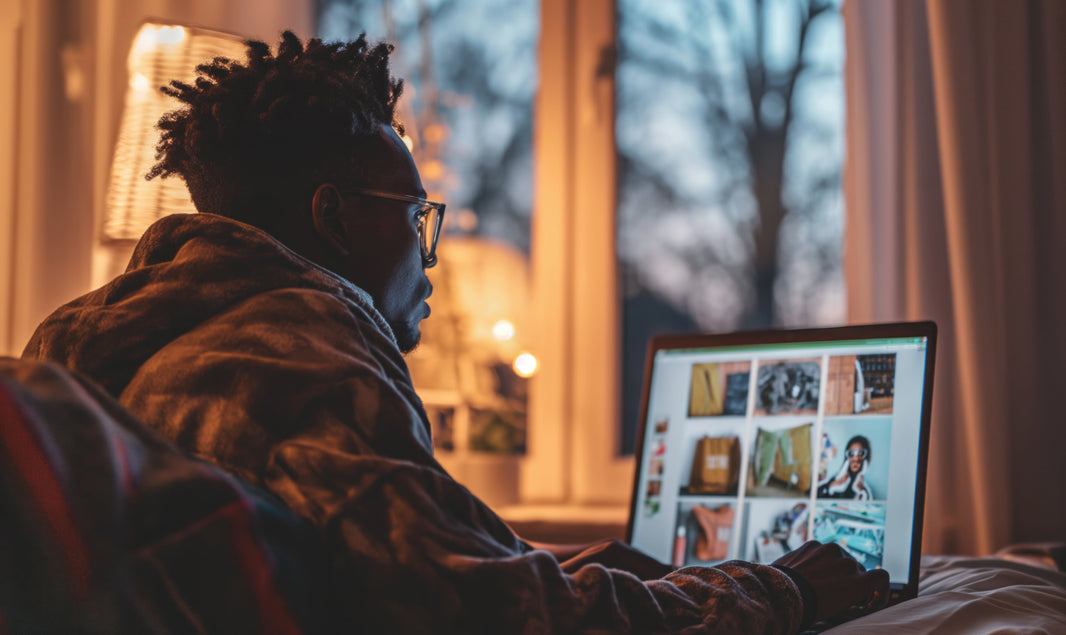 man looking at computer