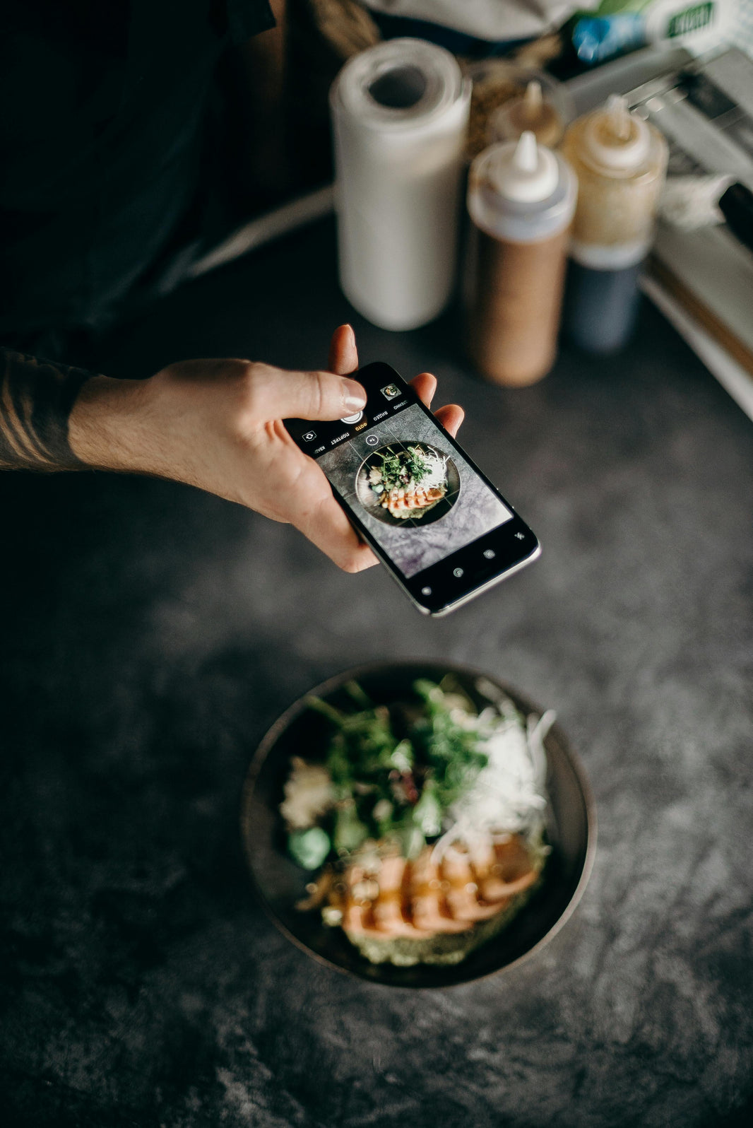 taking a picture of a meal