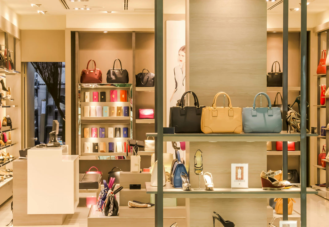 a luxury store with products on display