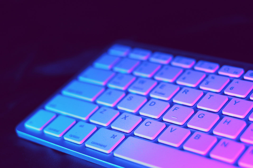 computer keyboard with neon lights