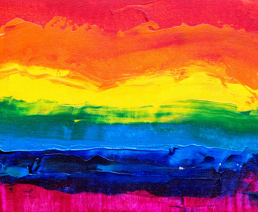 rainbow paint on canvas