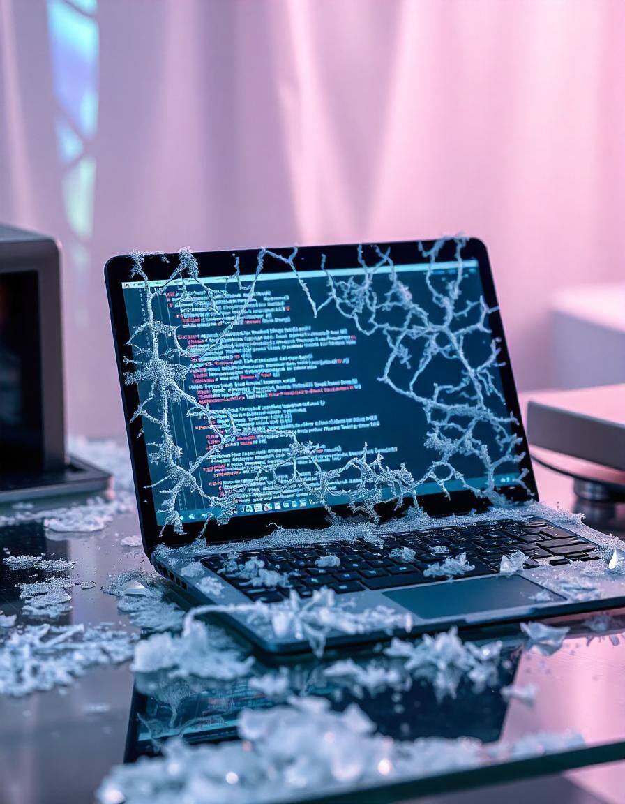 Frozen laptop symbolizing being in code freeze