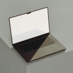 laptop computer on grey background