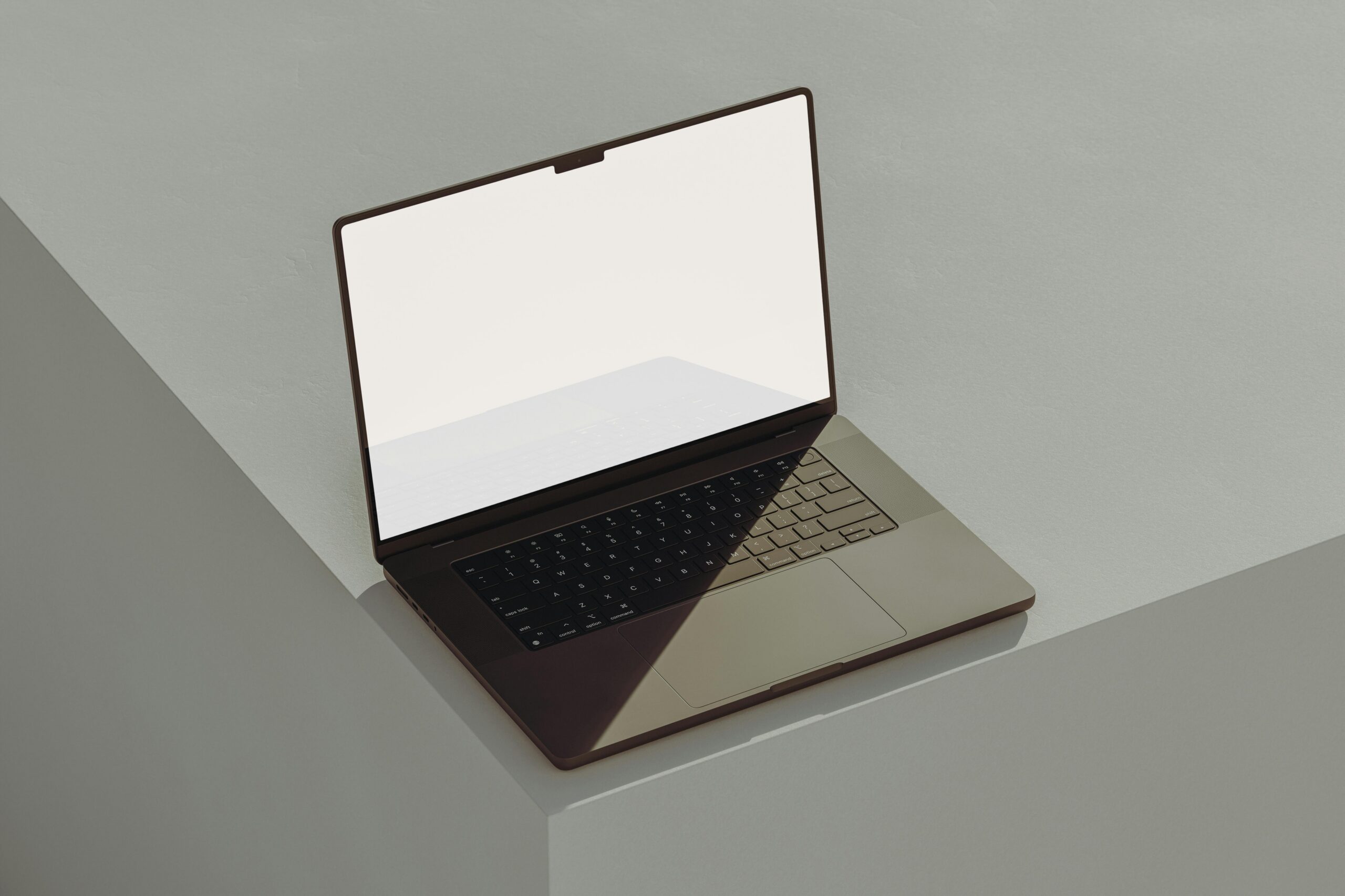 laptop computer on grey background