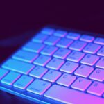 computer keyboard with neon lights