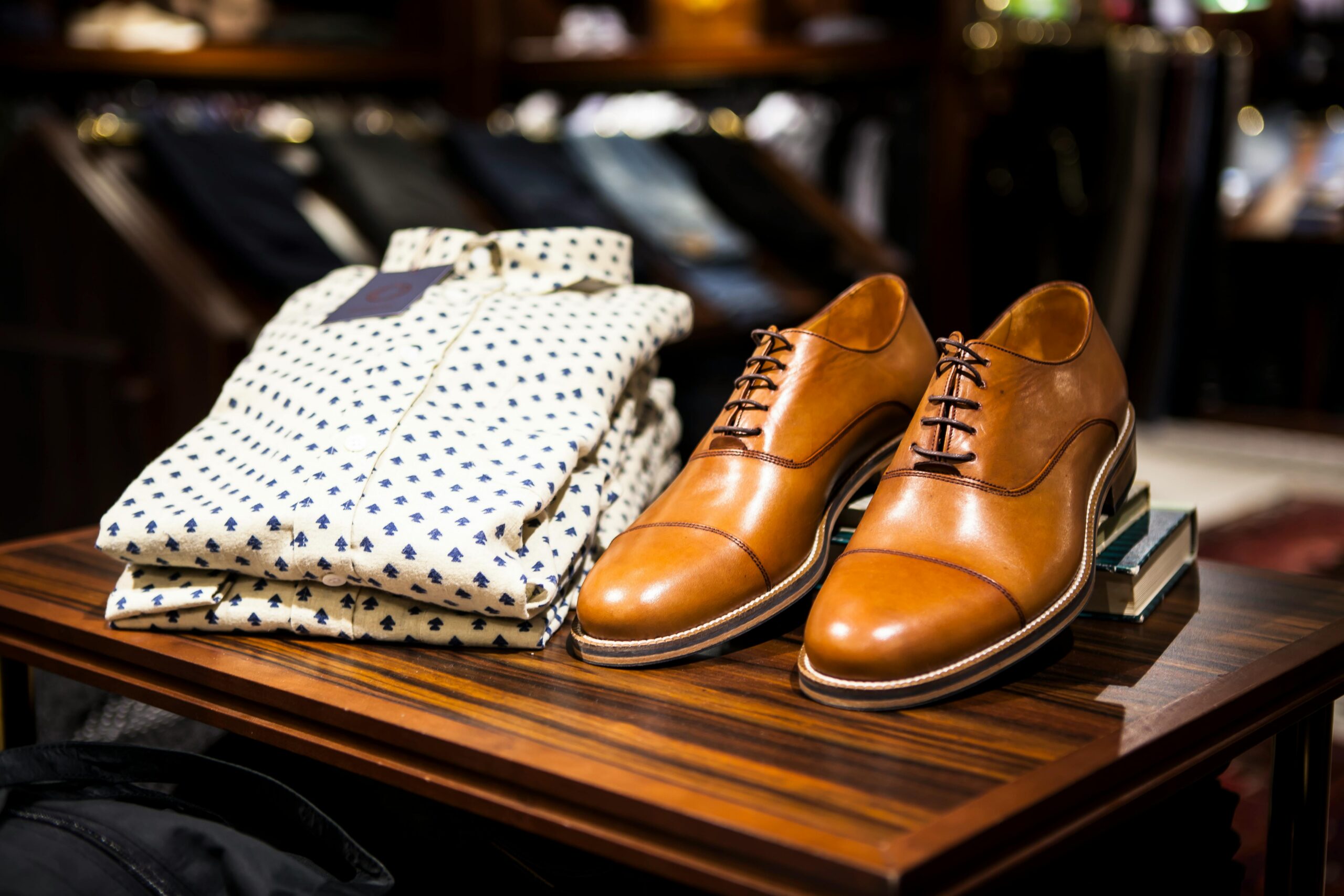 shoes and shirt on display at store