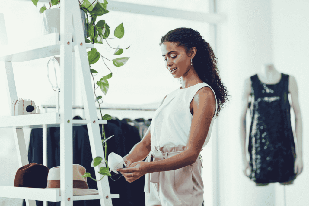 woman shopping items in store