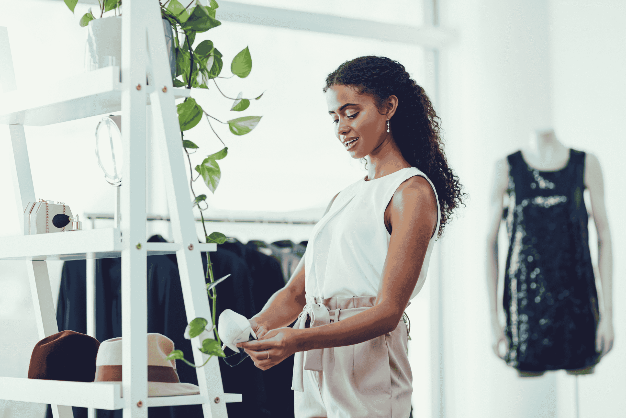 woman shopping items in store