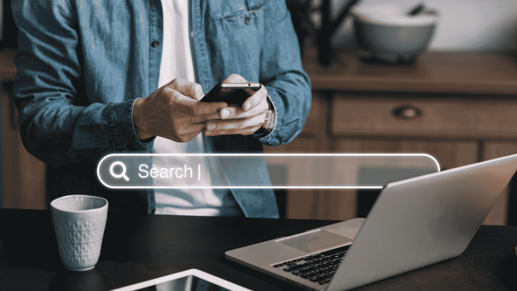 Man typing in search bar
