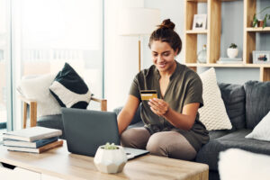 woman shopping on laptop