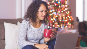 woman shopping on laptop