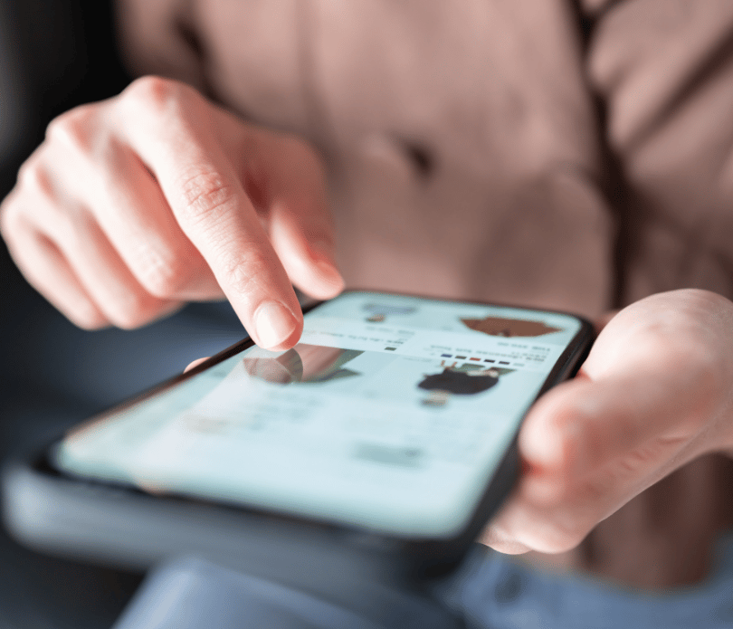 Woman shopping on mobile device