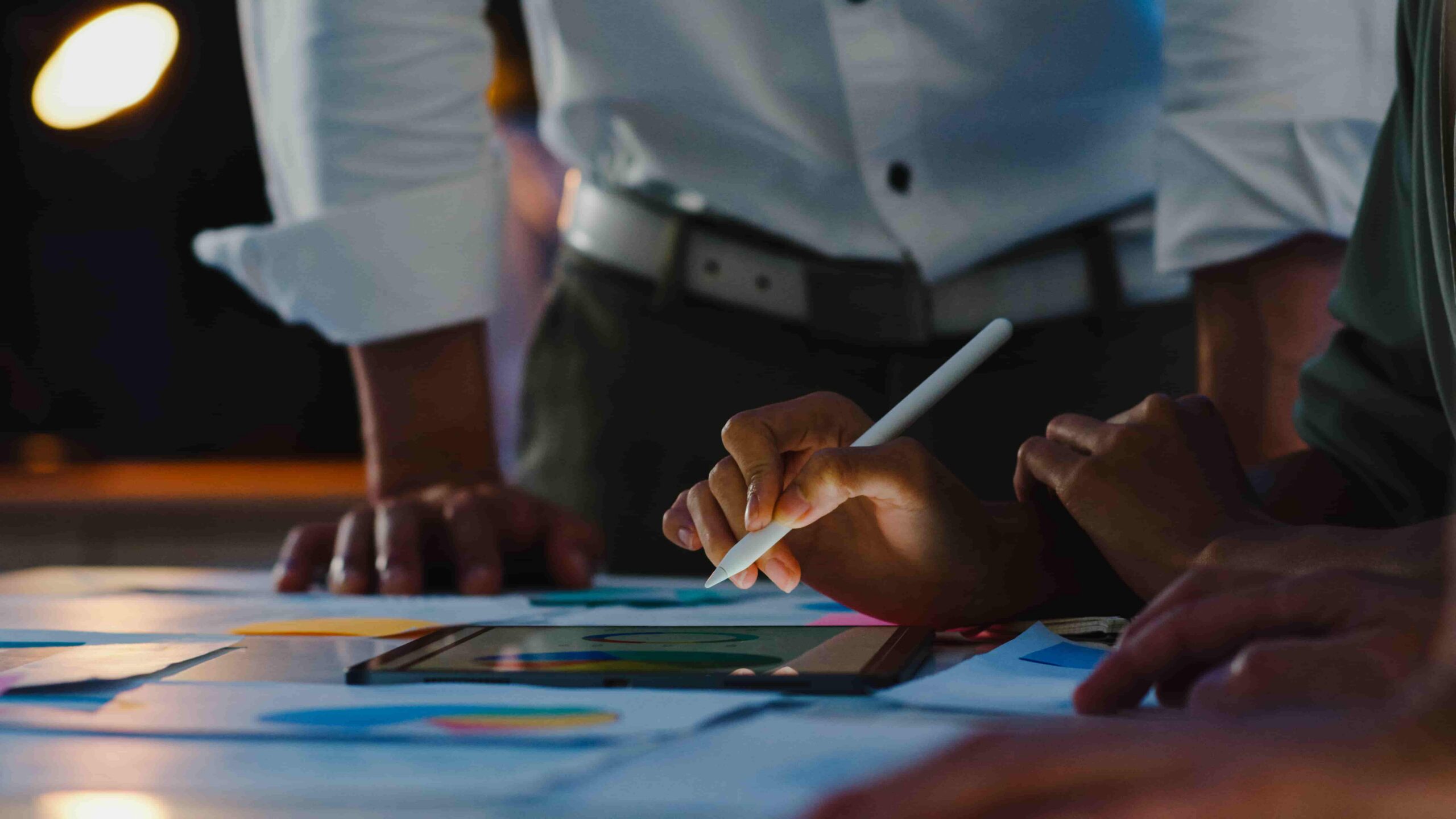 employees working on tablet